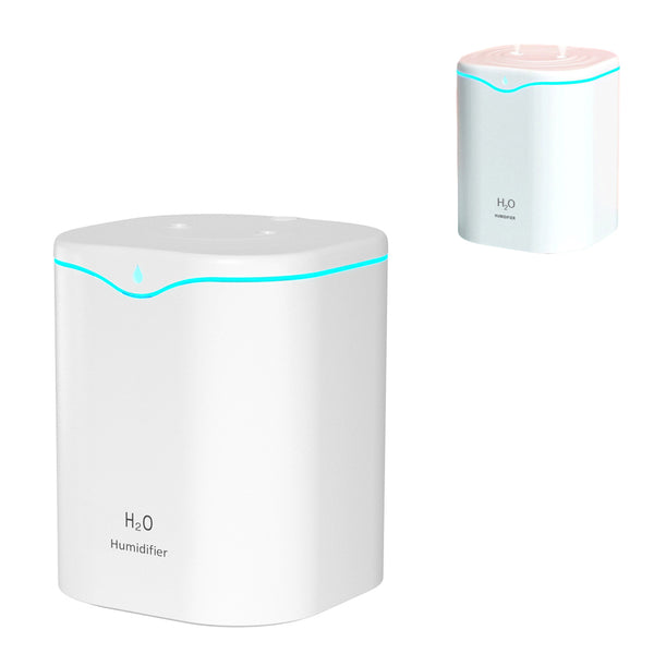 2L USB Double Spray Humidifiers with Colorful Light Cool Mist Ultrasonic Steam Air Humidifier White