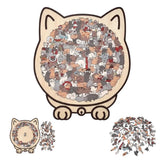 135-Piece Colored Cat-Shaped Wooden Jigsaw Puzzle with Stand for Cat Lovers Style 1