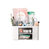 Multi-Functional Pen Organizer with 2 Drawer Office Art Supplies Holder for Desk White