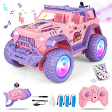 Remote Control Car with Color Lights Stickers Rechargeable Off Road Truck Pink