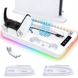 PS5 Slim/Pro Docking Cooling Station with Controller Charger & RGB Light White