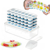 Large Capacity Ice Cube Tray Set with Storage Bin and Scoop Blue