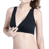 Women's Cross Front Wireless Bra Seamless Lounge with Removable Pads Black