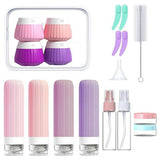 18PCS Leak Proof Silicone Travel Bottles Toiletry Set Style 1