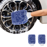 2PC Microfibre Wash Mitt Car Washing Detailing Cleaning Blue