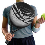 Carbon Fiber Paddle Tennis Racket with EVA Core & Carry Bag – Beach/Court Gray