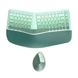 Wireless Keyboard and Mouse Combo 2.4G Full Size Wave Keys  for Windows Desktop Green Gradient