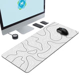 Gaming Mousepad Anti-Slip Mouse Pad Topographic Line Mouse Mat for Home and Office White