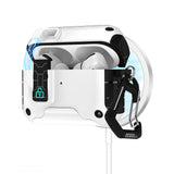 Compatible with Airpods Pro 3 Case Automatic Lock with with Carabiner Clip and Kickstand White