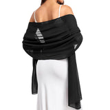 70x170cm Chiffon Evening Wrap Shawl for Wedding Party Dress Black