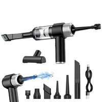 4-in-1 Handheld Car Vacuum Cleaner Portable Cordless Air Duster with LED Light for Car Home Office Black