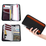 RFID Blocking Passport ID Card Holder Zipper Travel Wallet Black
