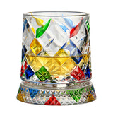 270ml Spinning Whiskey Tumbler Hand Painted Glass for Home Bar Style 3