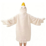Wearable Goose Blanket Hoodie Onesie Oversized Flannel Cozy Hooded with Sleeves for Teens Adult White