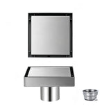 Square Shower Drain with Filter Detachable Stainless Steel Floor Drain for Shower Bathroom Silver