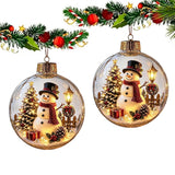 2 PCS 8cm Clear Plastic Fillable Christmas Ball Ornaments Snowman