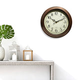 Silent Battery Operated Quartz Metal Wall Clock for Home Brown
