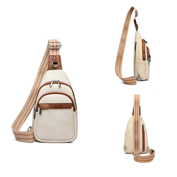 Women Crossbody Bag PU Leather Sling Bag Small Chest Bag Shoulder Pack