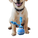 Interactive Rolling Dog Ball Toys Touch Activated Squeaky Dog Toy with Rope for Small Dogs Puppy Blue