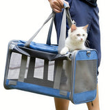 Washable Pet Carrier for Large Cats and Dogs Travel Blue