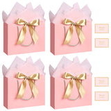 4PCS Gift Bags with Cards and Wrapping Paper for Weddings Parties Pink