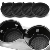4PCS Car Cup Holder Coaster Silicone Non-Slip Cup Holder Insert Black