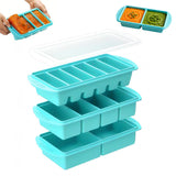 3PCS Silicone Freezer Trays with Lid For Meal Prep&Freezing Soup Stews Lake Blue