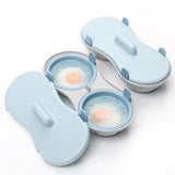 Microwave Egg Cooker Double Layer with Poached Egg Steamer Blue