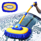 3 Section Car Wash Brush Telescopic with 15 Degree Bent Handle Blue