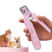2-in-1 Pet Nail Grinder with LED Lights USB Rechargeable Dog Nail Clippers Cats Claw Trimmer Pink