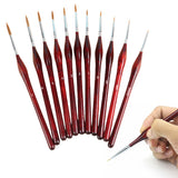 11 PCS Artist Paint Brush Detail Brush Set for Watercolor Acrylic Oil Red
