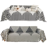 Reversible Sofa Couch Cover Boho Chenille Blanket Black