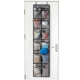 12-Pocket Hanging Shoe Organizer Over Door Rack Holder Gray
