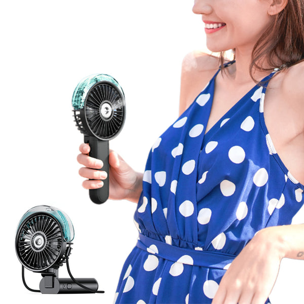 180 Degrees Foldable Misting Fan 3-Speed Adjustable Handheld Fan Rechargeable Portable Cooling Fan Black
