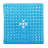 Large Non-Slip Shower Mat with Drain Holes Square Bath Mat Blue