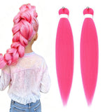 2Pcs Pre-Stretched Braiding Hair Extensions Synthetic Cosplay Hair Extensions Pink
