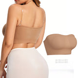 Bras for Women Non-Slip Seamless Padded with Removable Shoulder Straps Nude