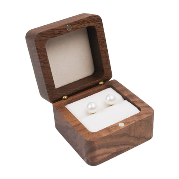 Wooden Ring Box Retro Jewelry Display Holder White