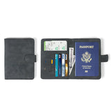 Passport Holder Protective Leather Cover Wallet With Secure Button Closure For Travel Essentials Black