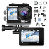 5K 30FPS Action Camera with Waterproof Case Dual Screens and EIS Stabilization