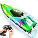 Remote Control Boat Rechargeable with LED Lights for Pool and Lake Green