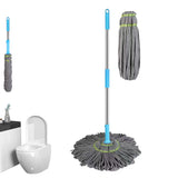 Self Wringing Twist Mop Handle Detachable Floor Cleaning Mop with Replacement Head Grey