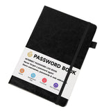 Password Book with A-Z Alphabet Tabs and Elastic Closure Black