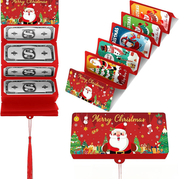 10-Slot Foldable Christmas Red Envelope Holder with Gold Foil Stamping – Holiday Money Gift Envelope Organizer Red