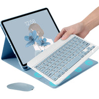 Wireless Bluetooth Keyboard with Keyboard Case and Mouse Compatible with iPad 11 (A16) 2025 And 10th 10.9(2022) Blue