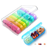 Weekly Pill Box Organizer 7-Day Tablet Storage Dispenser with Large Side Openings Style 1