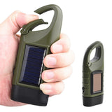 Hand Crank Solar Powered Emergency LED Flashlight – Rechargeable Light Military Green