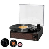 Portable Retro Bluetooth Vinyl Record Player with Built-in Speakers Dark Brown