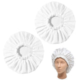 2 PCS Extra Large Waterproof Reusable PEVA Shower Caps for Long Hair White
