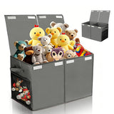 Foldable Toy Storage Organizer Box with Lid & Dividers Gray Small
